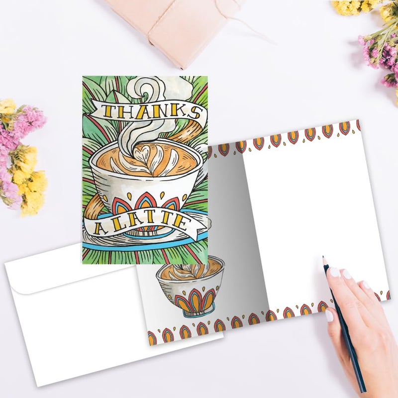 Tree-Free Greetings بطاقات شكر - تصاميم فنية - 12 بطاقة + أظرف بيضاء - مصنوعة في الولايات المتحدة الأمريكية - ورق معاد تدويره 100% - 4"x6" - شكرًا لك كثيرًا (TK30405) - Image 2